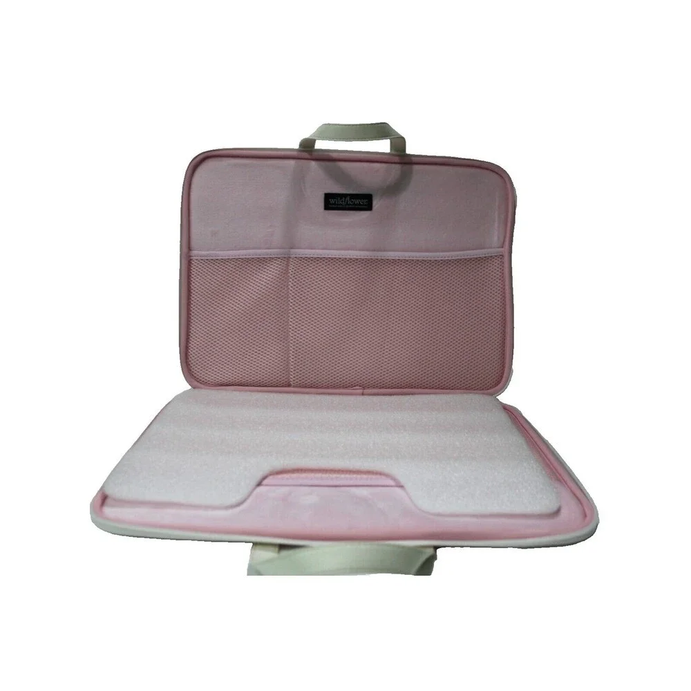 Wildflower Rose Latte Love Laptop Bag 16x10.5 Pink Hearts Dual Handles Padded